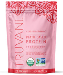 Truvani envase frontal fresa mostrando diseño y porciones