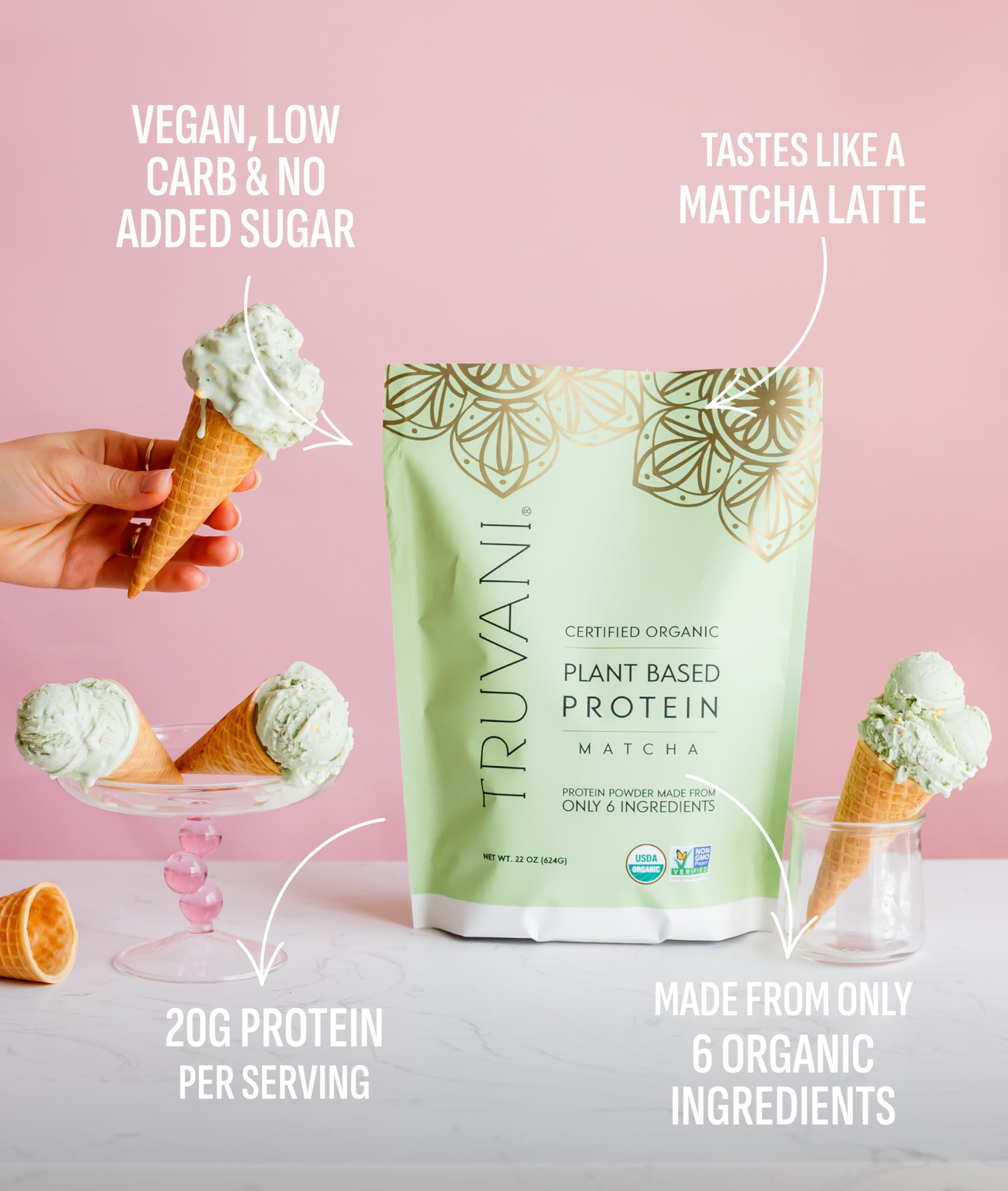 Truvani vaso preparado matcha proteico listo para consumir