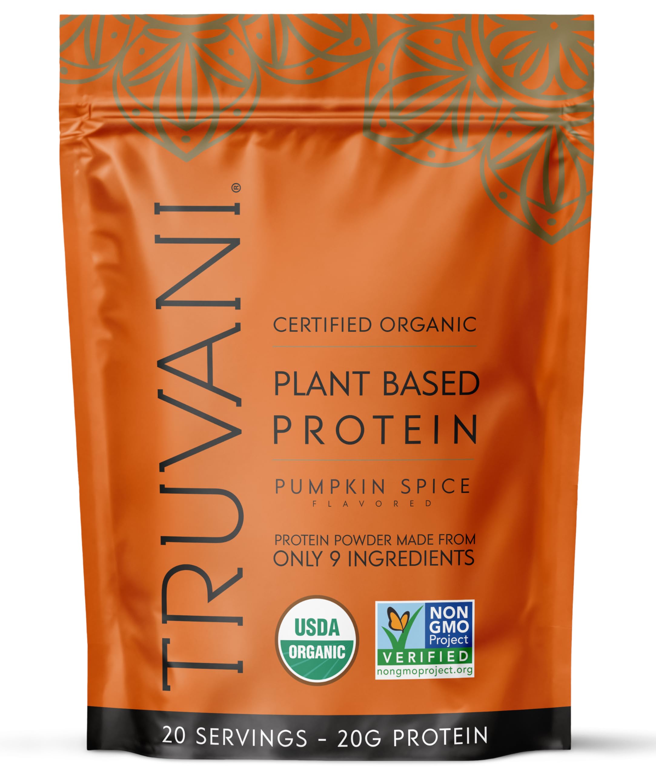 Truvani envase frontal Pumpkin Spice mostrando diseño y porciones
