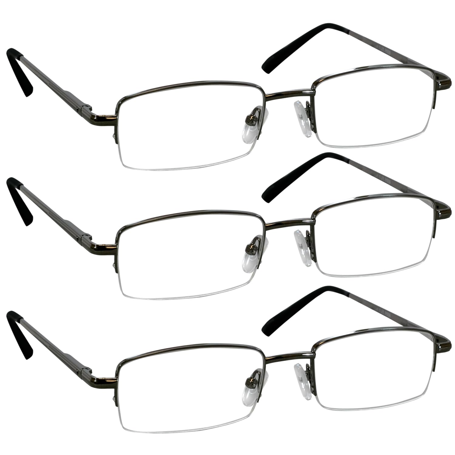 TruVision Readers vista frontal montura gunmetal, diseño elegante y cómodo