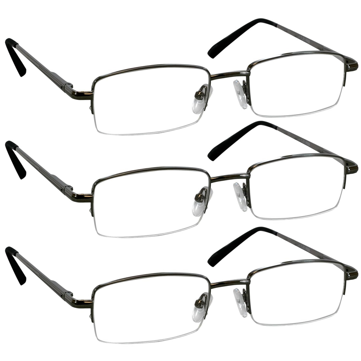 TruVision Readers vista frontal con montura gunmetal y aspecto profesional