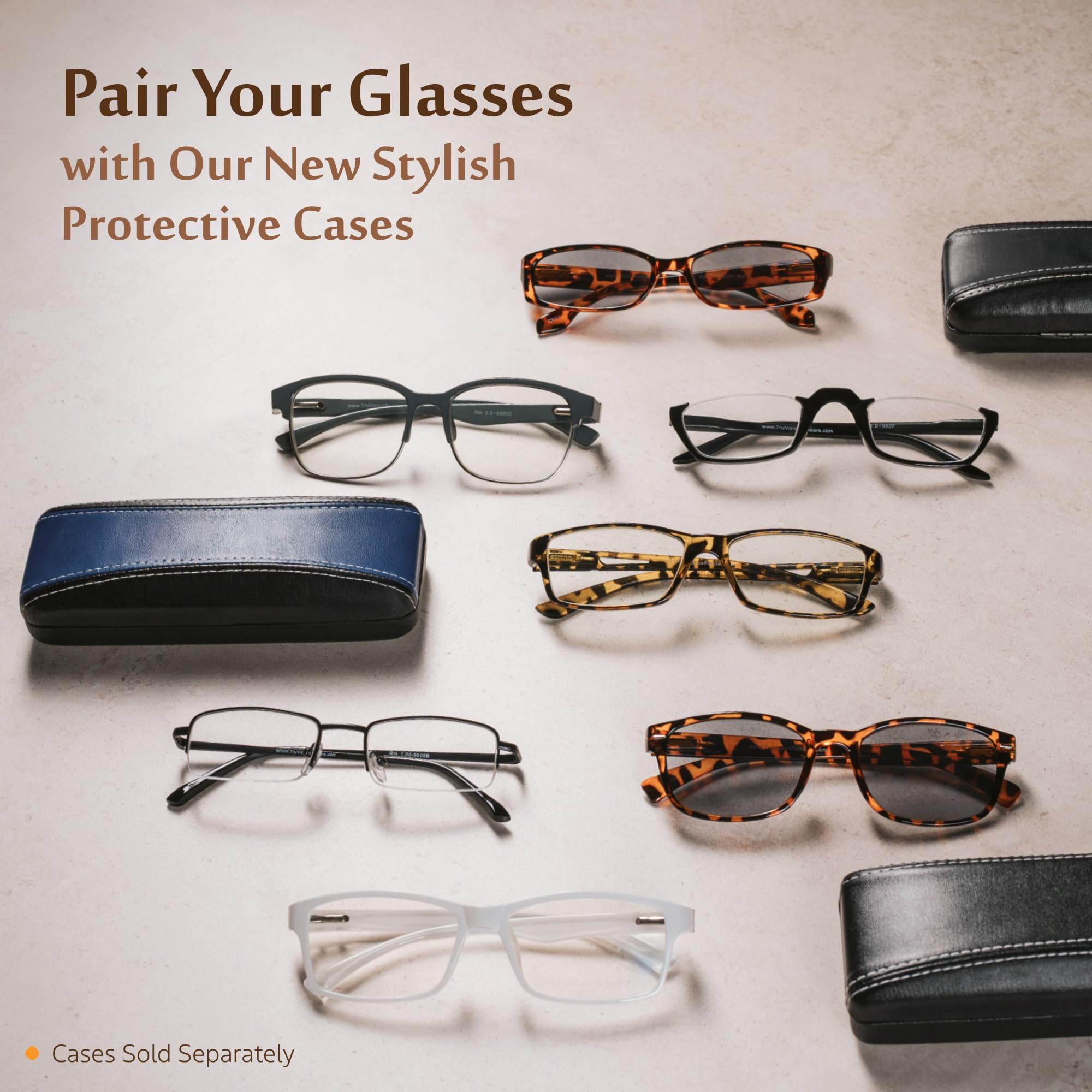 TruVision Readers persona leyendo con gafas, claridad en texto cercano
