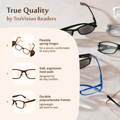 TruVision Readers textura del armazón metálico ultra-ligero para comodidad