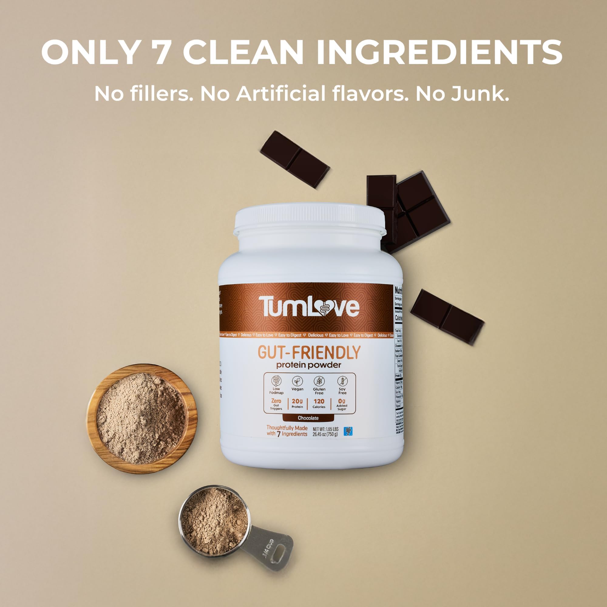 TumLove batido de chocolate servido en vaso, nutritivo y no hinchante