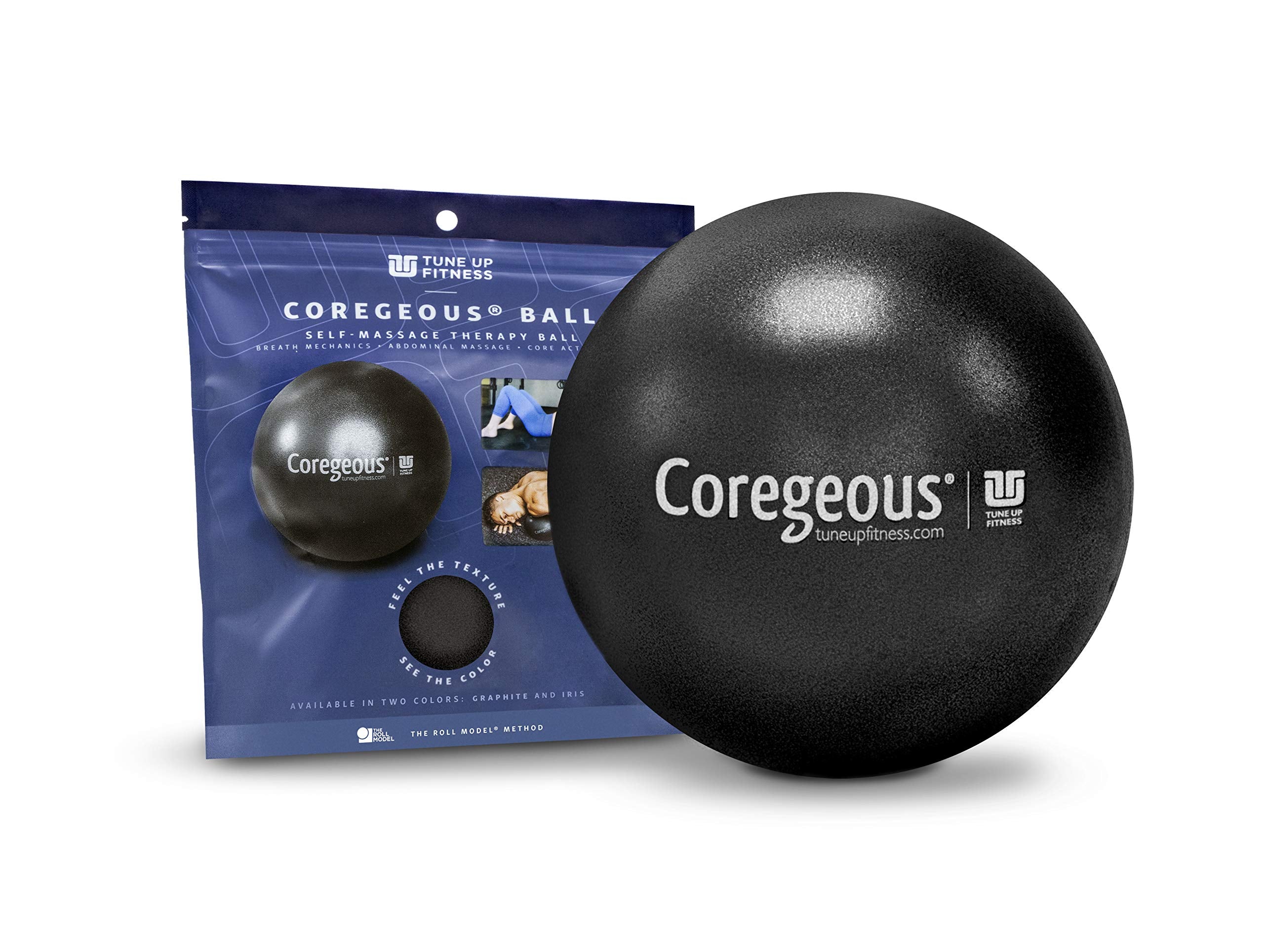 Tune Up Fitness bola frontal graphite mostrando forma compacta y beneficio de release localizado