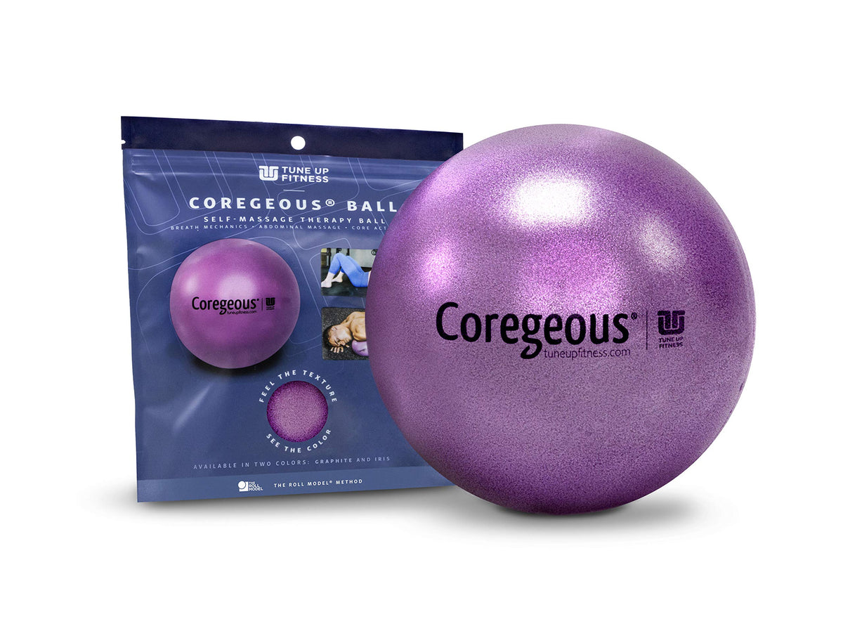 Tune Up Fitness bola Coregeous frontal mostrando el tamaño y diseño, facilita liberación localizada