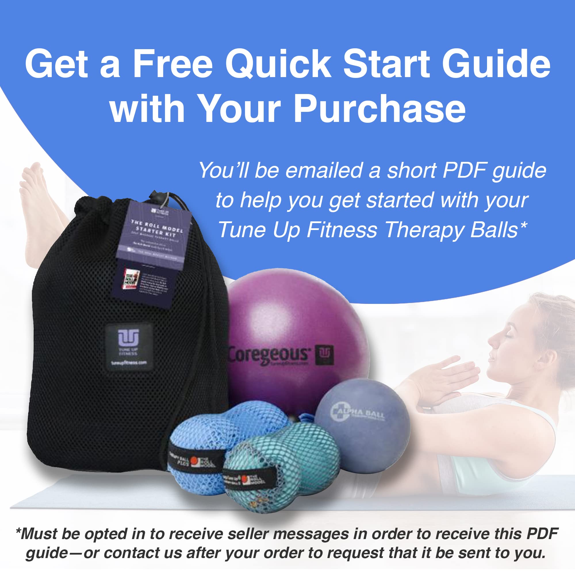 Tune Up Fitness etiqueta que muestra material y núcleo compresible