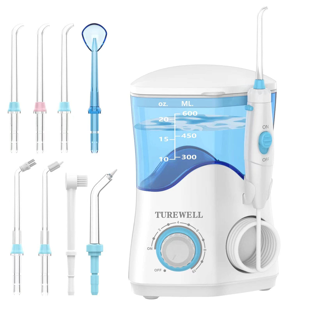 TUREWELL vista frontal del irrigador mostrando diseño compacto y beneficios de limpieza
