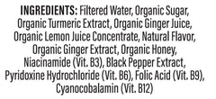 Turmeric Time etiqueta con lista de vitaminas B y ingredientes orgánicos