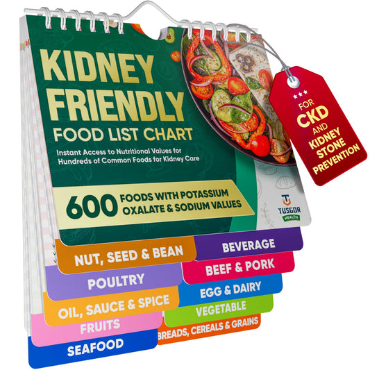 TUSGOR vista frontal de la carta alimentaria renal, referencia rápida en cocina