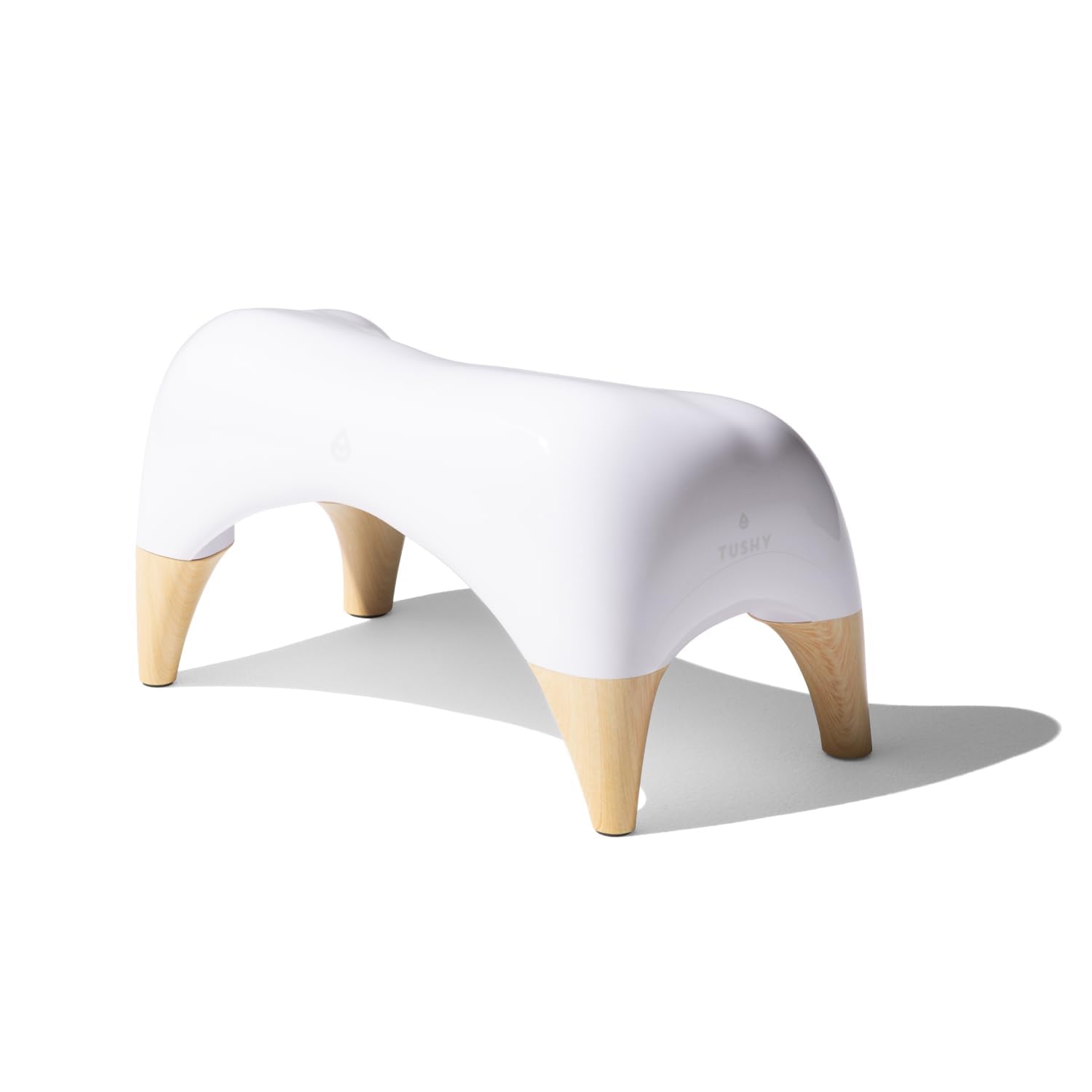 TUSHY vista frontal blanco con tapa de bambú, aporta estilo y soporte