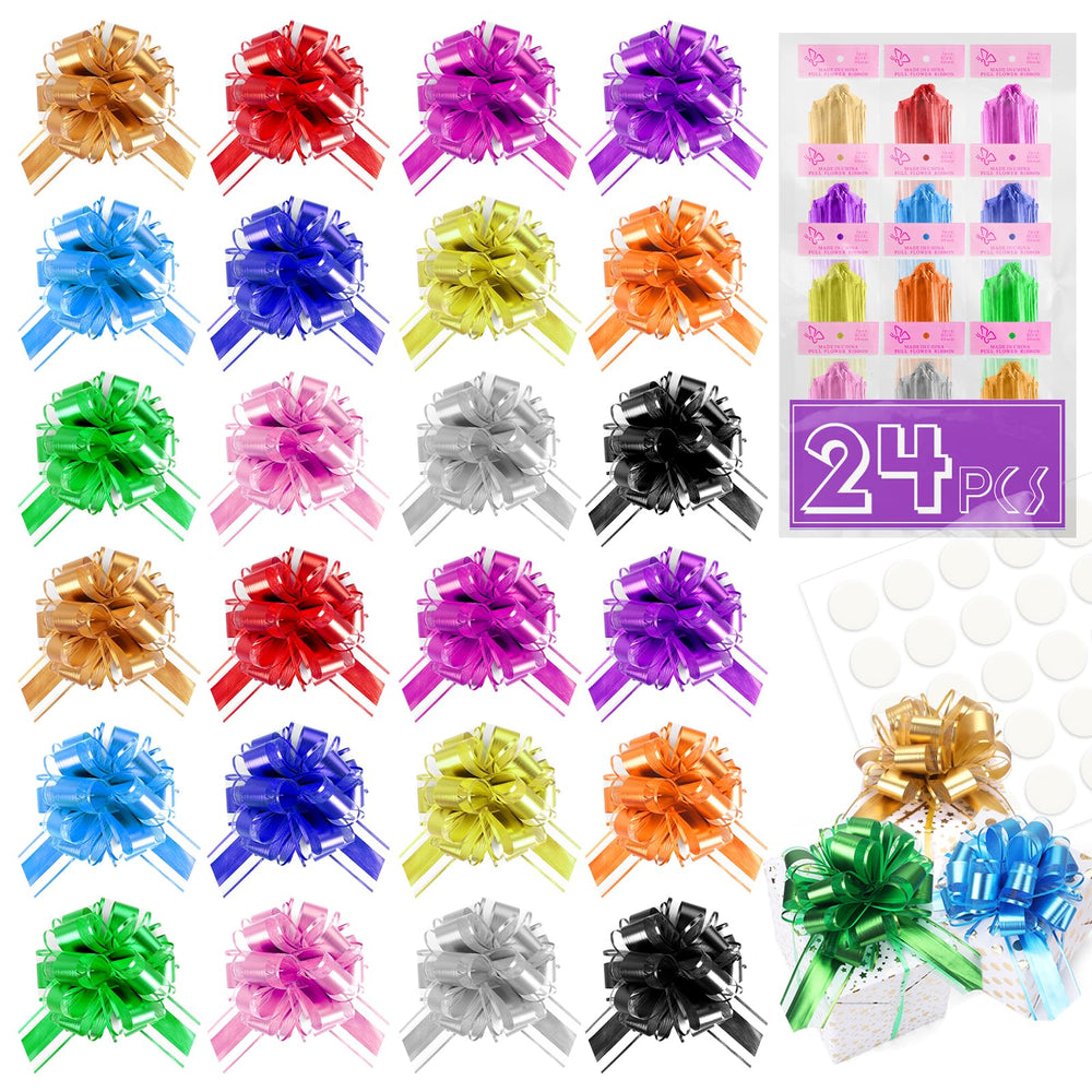 TUXIYA paquete frontal mostrando 24 lazos para decorar regalos