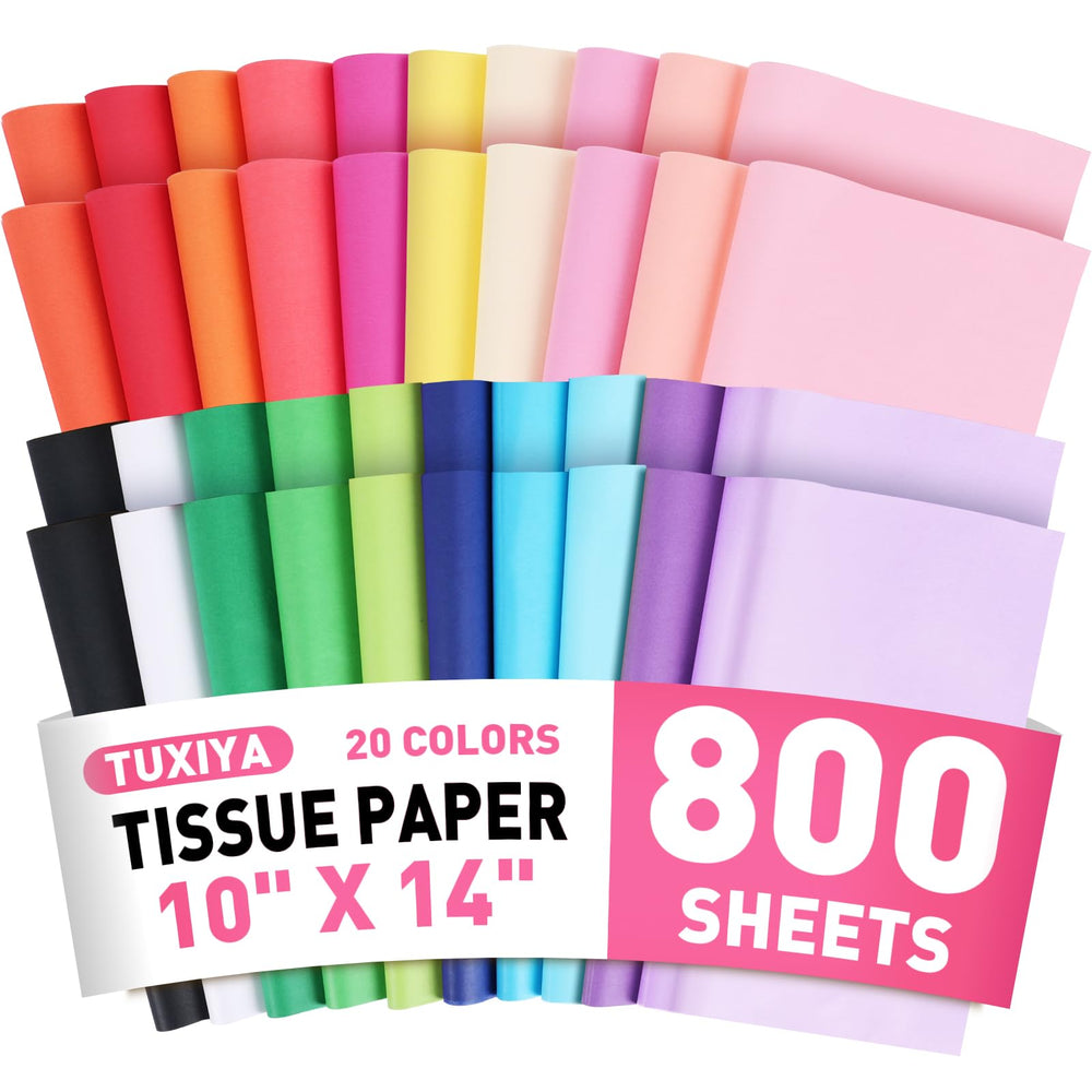TUXIYA paquete frontal mostrando 800 hojas y colores para organización