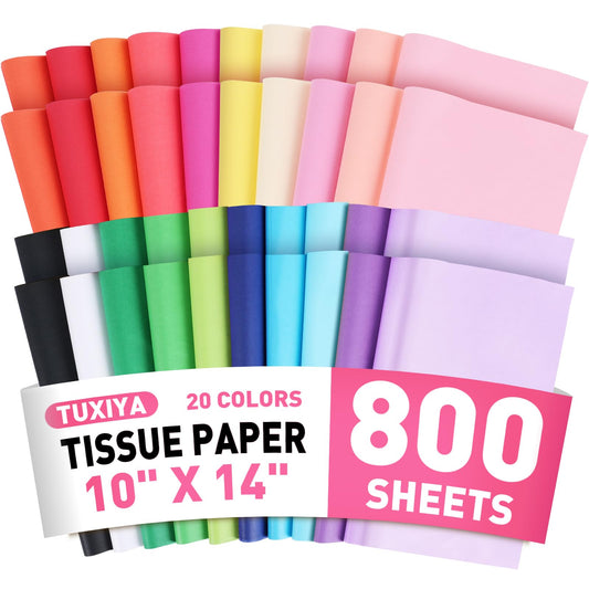 TUXIYA paquete frontal mostrando 800 hojas y colores para organización