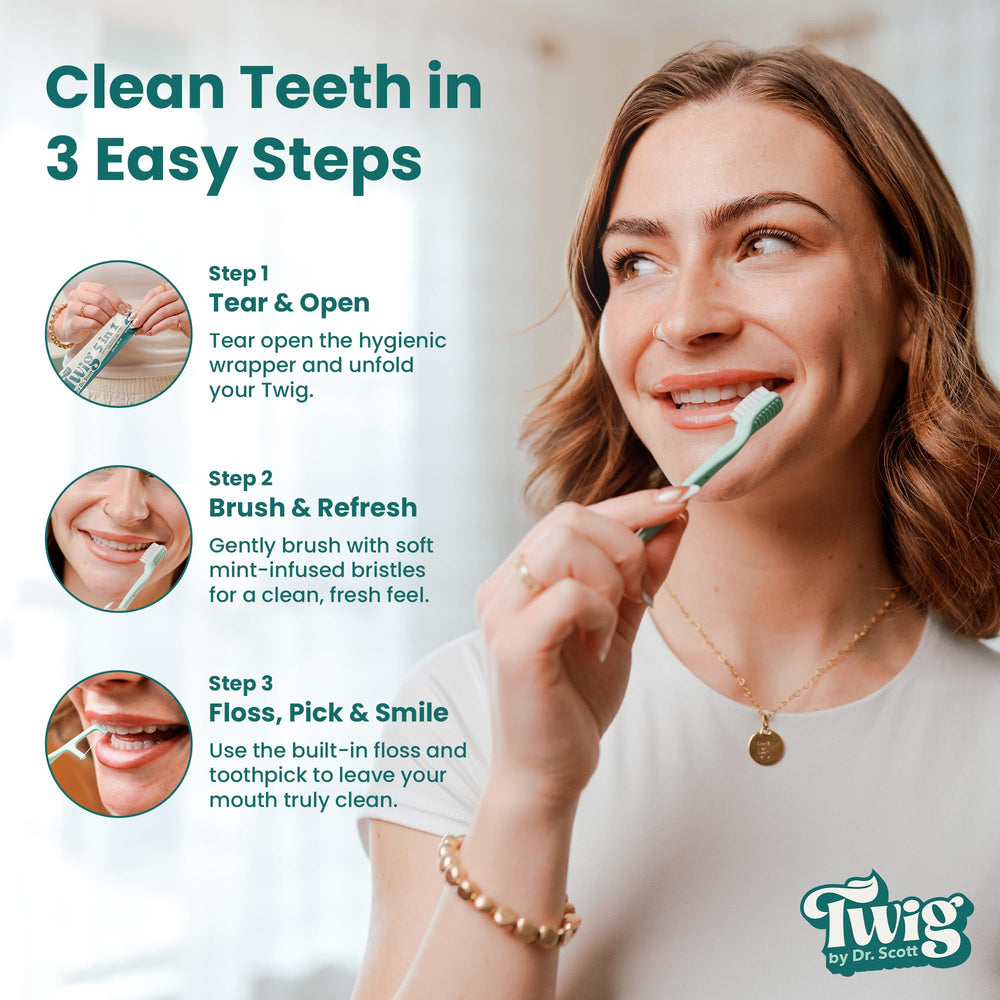 Twig by Dr. Scott cepillo envuelto individualmente, higiene lista sin contacto