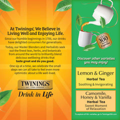 Comparación de tamaño de la caja Twinings para almacenamiento práctico