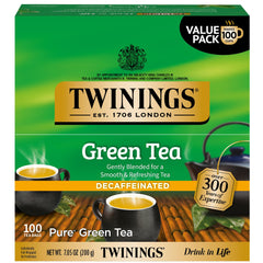 Twinings caja frontal que muestra 100 bolsitas y beneficios de frescura