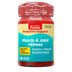 Tylenol envase frontal mostrando 30 cápsulas y beneficios