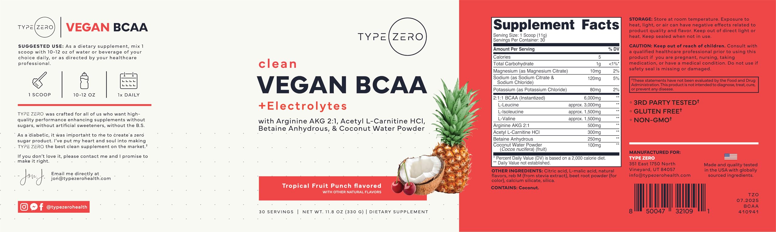 Type Zero cucharada dosificadora incluida para medición precisa