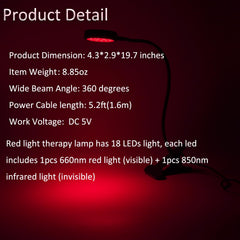 U4GLORY primer plano de los LEDs 660nm y 850nm mostrando combinación espectral