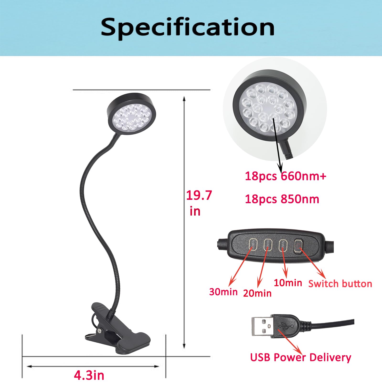 U4GLORY lámpara ajustada en altura y ángulo para sesiones cómodas