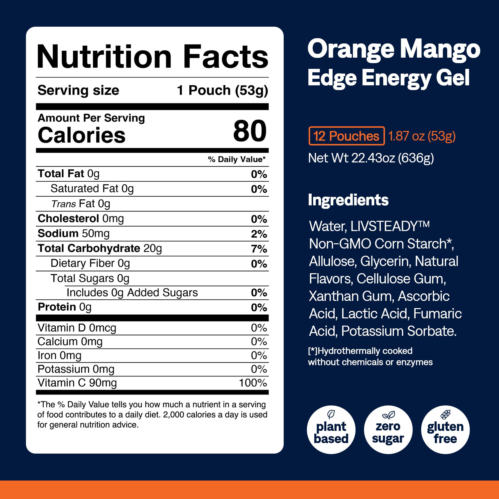 UCAN Edge etiqueta nutricional legible, ideal para controlar azúcares y macronutrientes