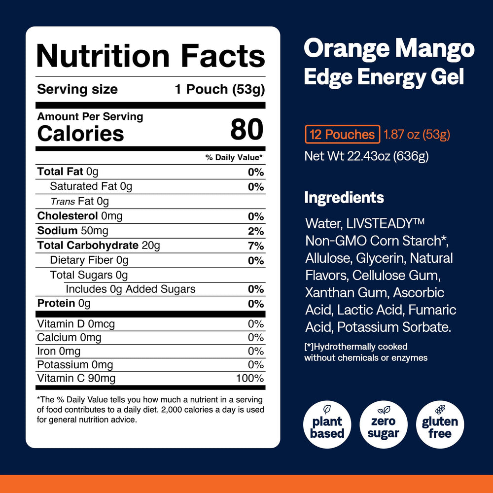 UCAN Edge etiqueta nutricional legible, ideal para controlar azúcares y macronutrientes