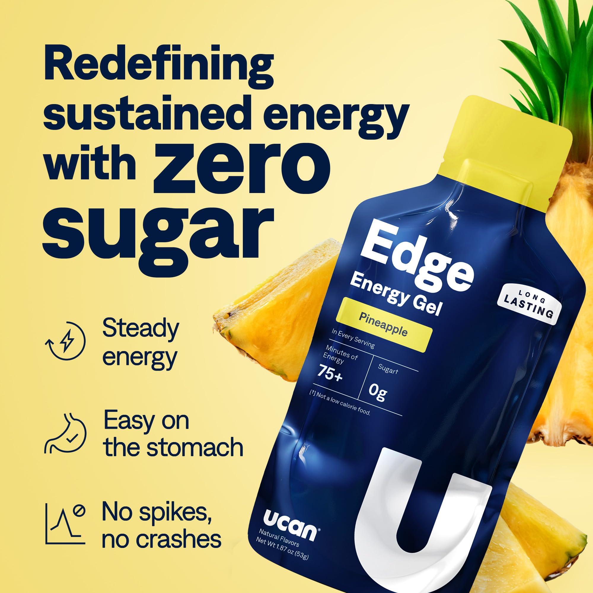 UCAN Edge piña sobre abierto con textura visible para digestión fácil