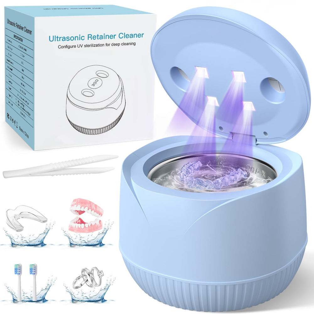 UEOFEN vista frontal del limpiador azul mostrando diseño compacto y beneficios de limpieza