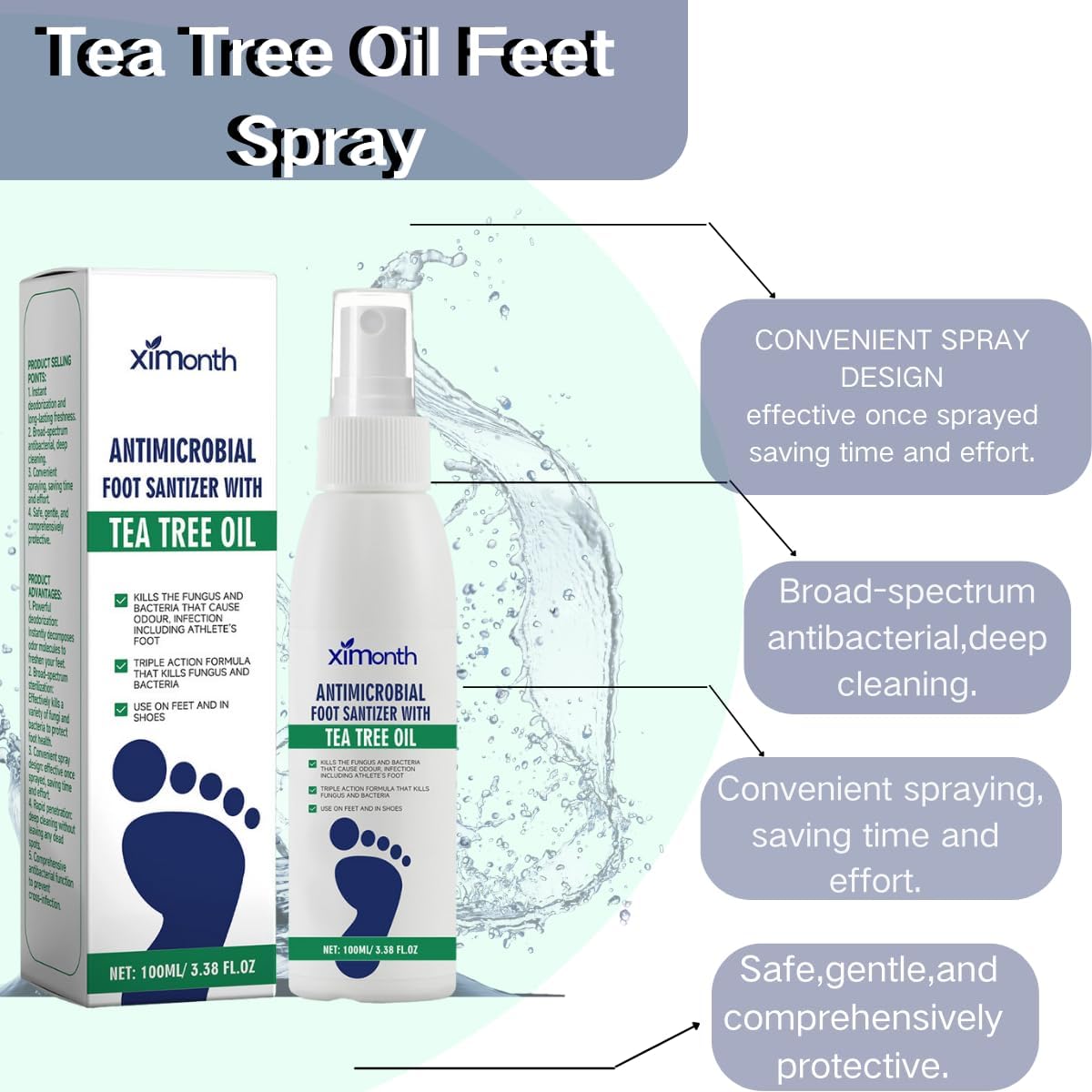 Uioecn spray aplicado dentro del zapato para eliminar malos olores y refrescar
