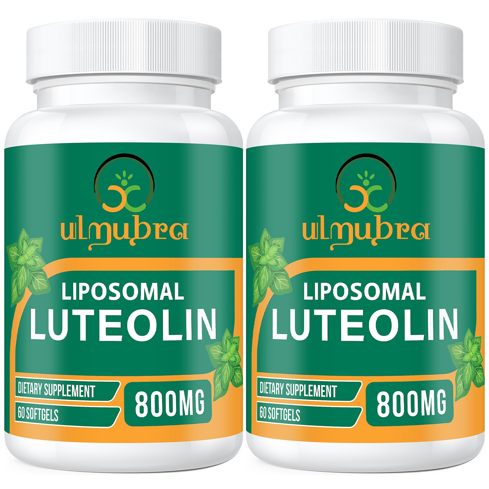 Ulmubra frasco frontal mostrando 120 softgels y beneficio de dos meses