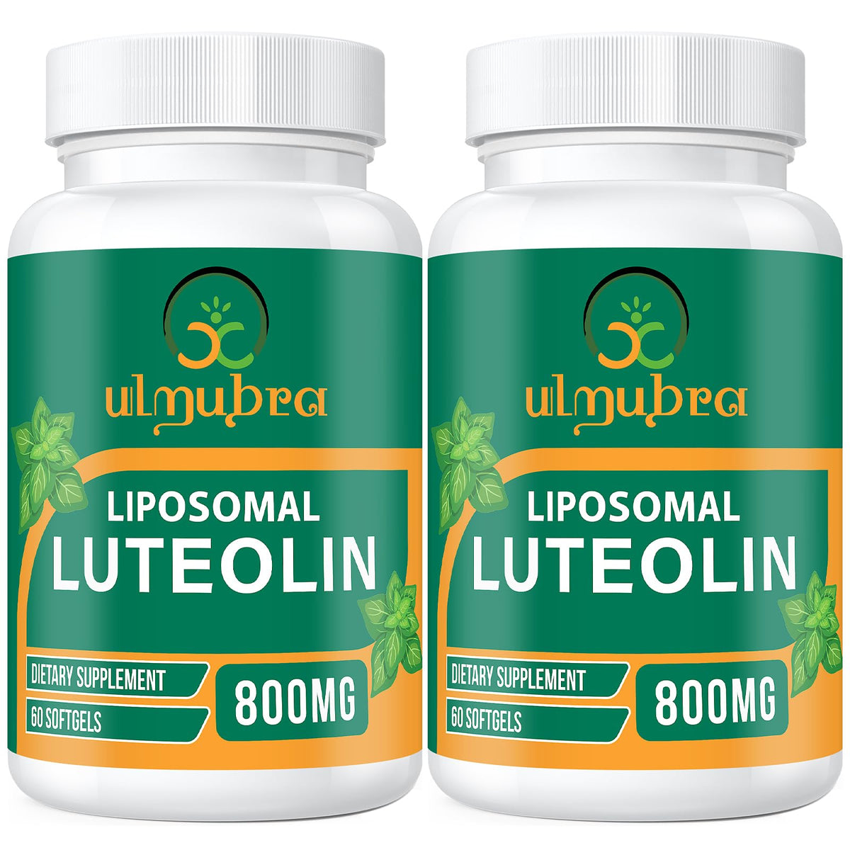 Ulmubra frasco frontal mostrando 120 softgels y beneficio de dos meses