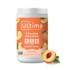 Ultima Replenisher lata al frente mostrando el envase y porciones, facilita planificación