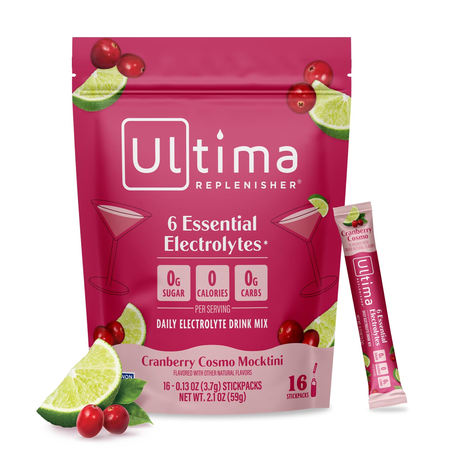 Ultima Replenisher frontal del paquete mostrando formato y beneficio portátil