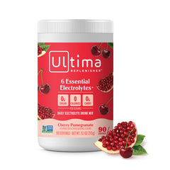 Ultima Replenisher envase frontal muestra 90 porciones y beneficio de suministro prolongado