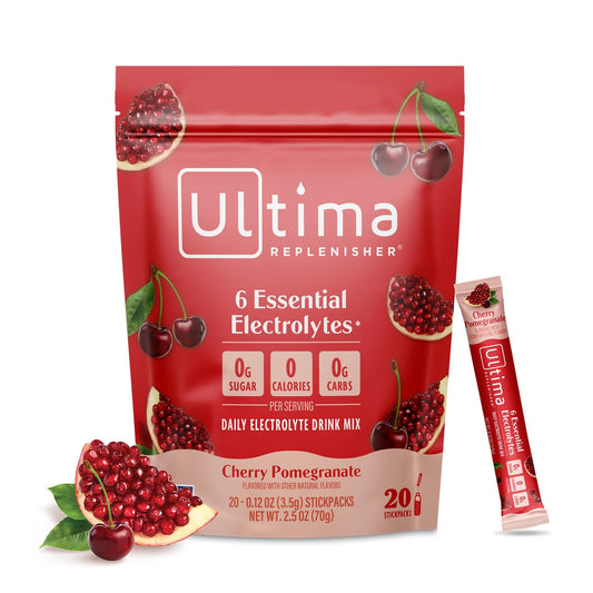 Ultima Replenisher frontal del empaque mostrando marca y sabor, ideal para identificar el producto