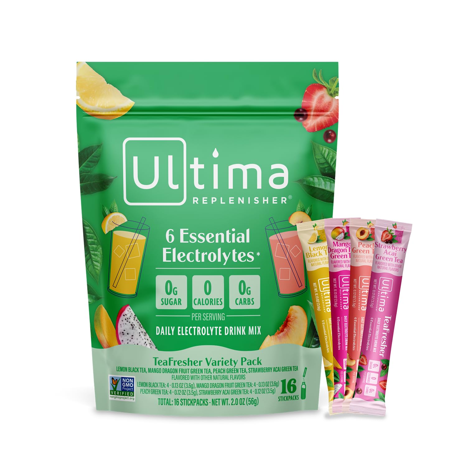 Ultima Replenisher frente del empaque mostrando variedad y conveniencia