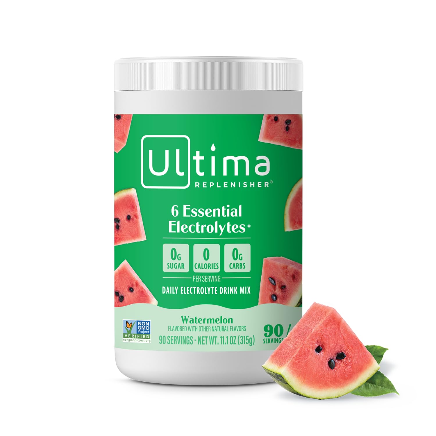 Ultima Replenisher frente del envase mostrando el diseño y beneficio sin azúcar