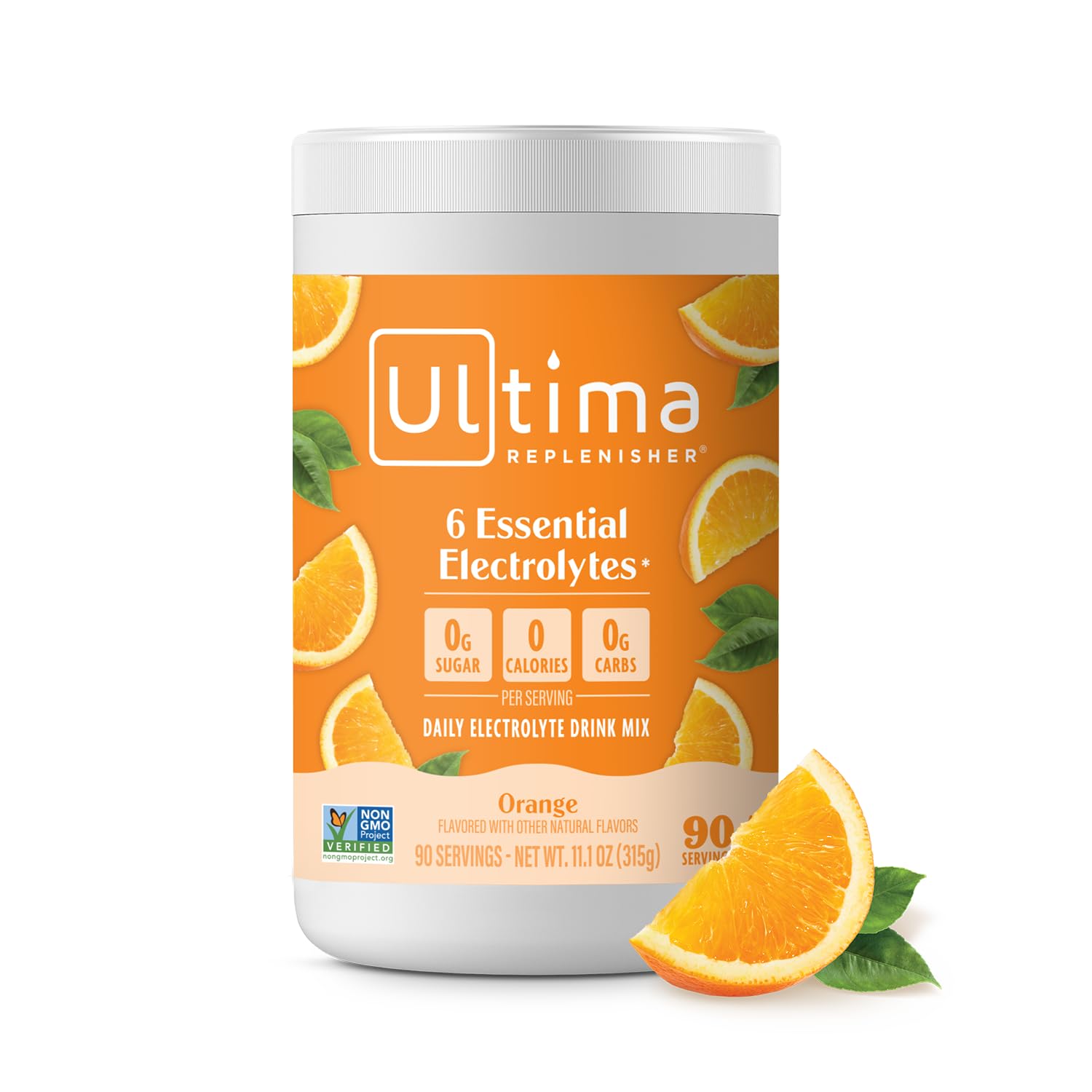 Ultima Replenisher frente de la lata mostrando presentación y beneficio de porciones