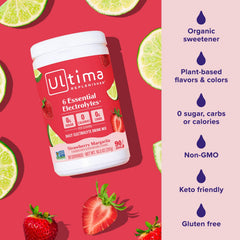 Primer plano de ingredientes naturales Ultima Replenisher sin azúcar