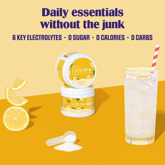 Ultima Replenisher vaso de limonada preparado para reponer electrolitos