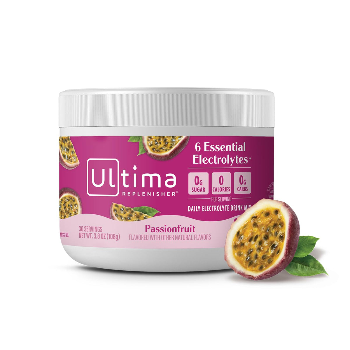 Ultima Replenisher envase frontal mostrando diseño y cantidad 30 servicios, práctico