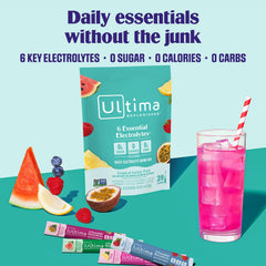 Ultima Replenisher stickpack cercano detalle del sobre para fácil uso portátil