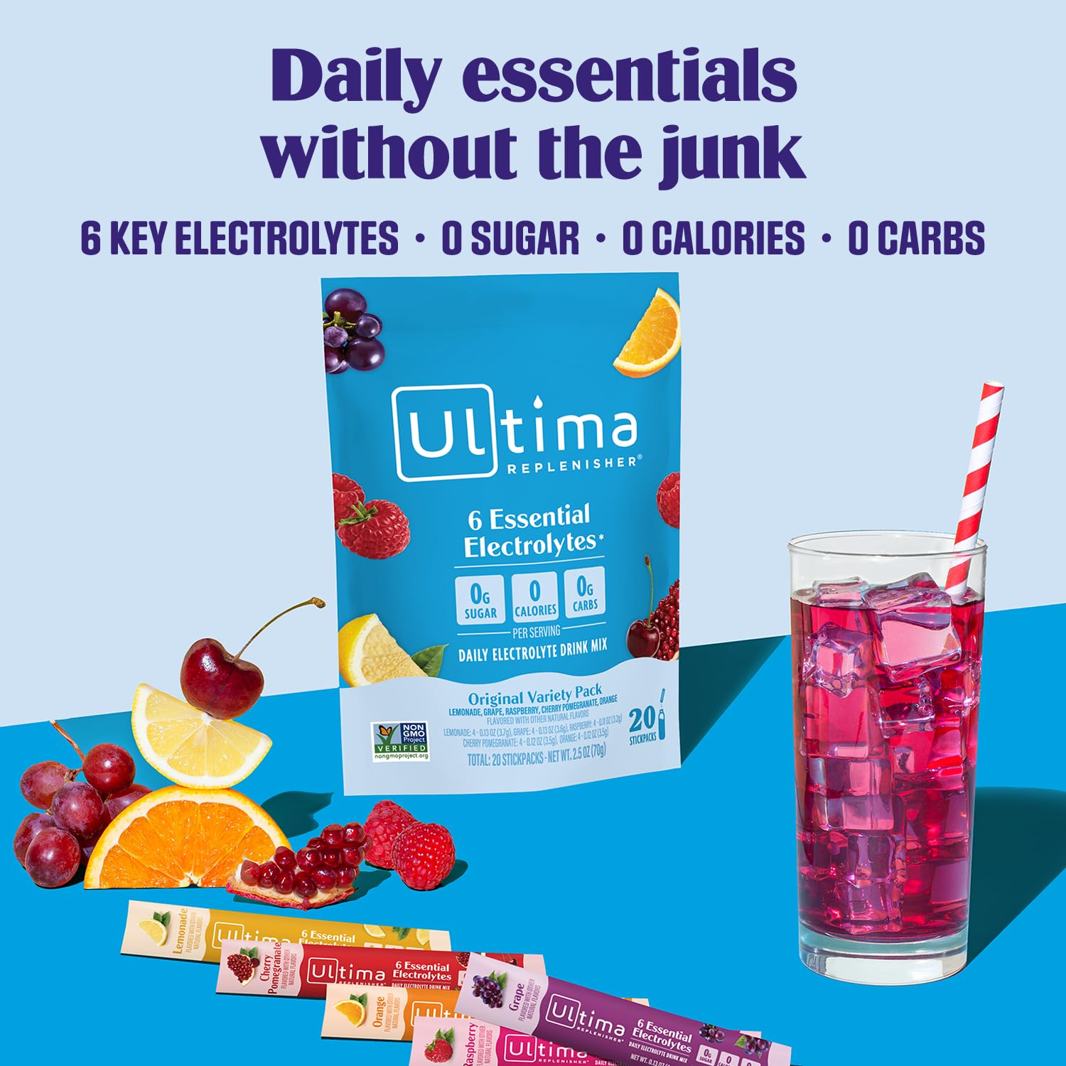 Ultima Replenisher stickpack individual listo para mezclar, fácil dosificación