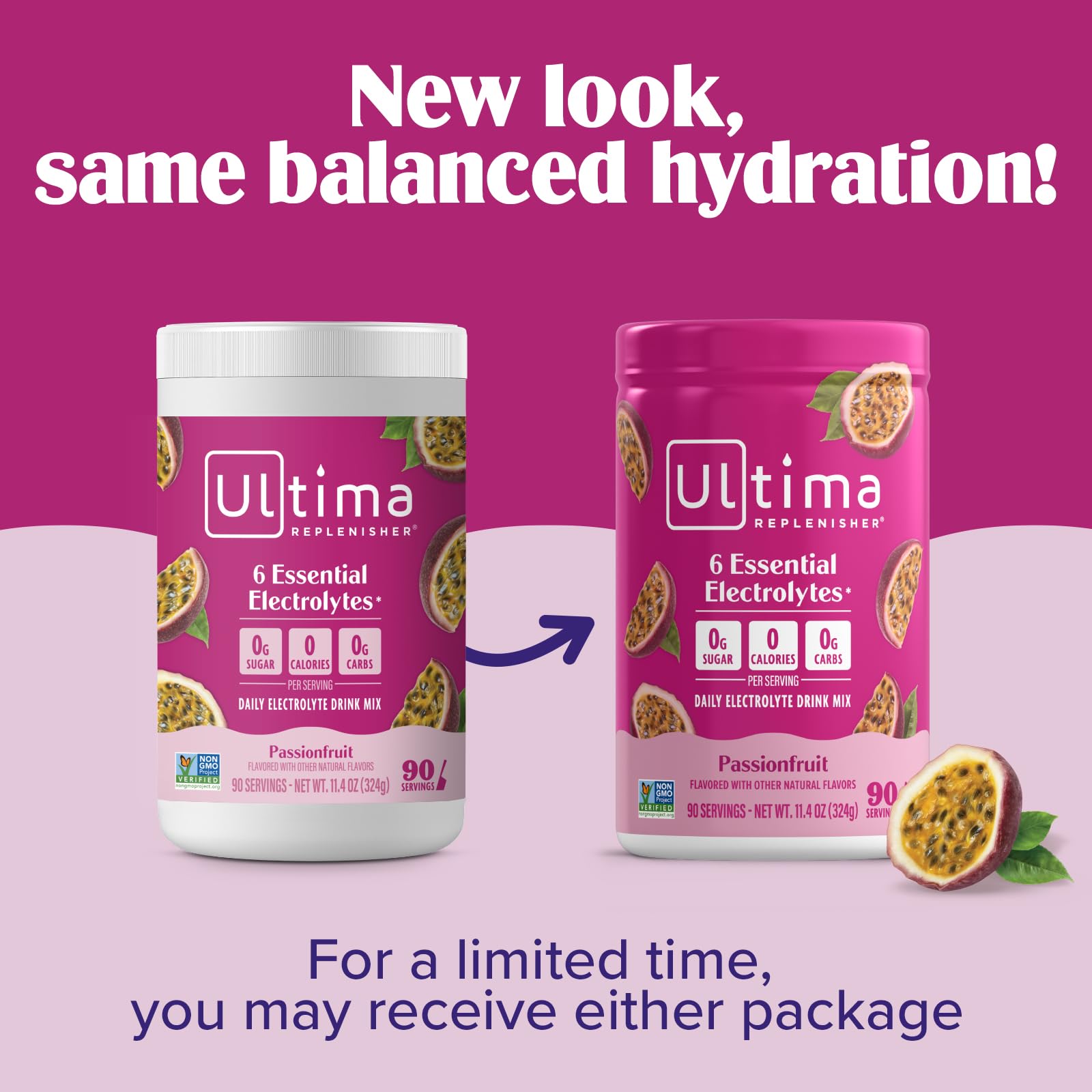Ultima Replenisher vaso preparado maracuyá hidratante y refrescante