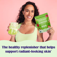 Ultima Replenisher stickpack abierto en primer plano, fácil de llevar y dosificar para hidratación