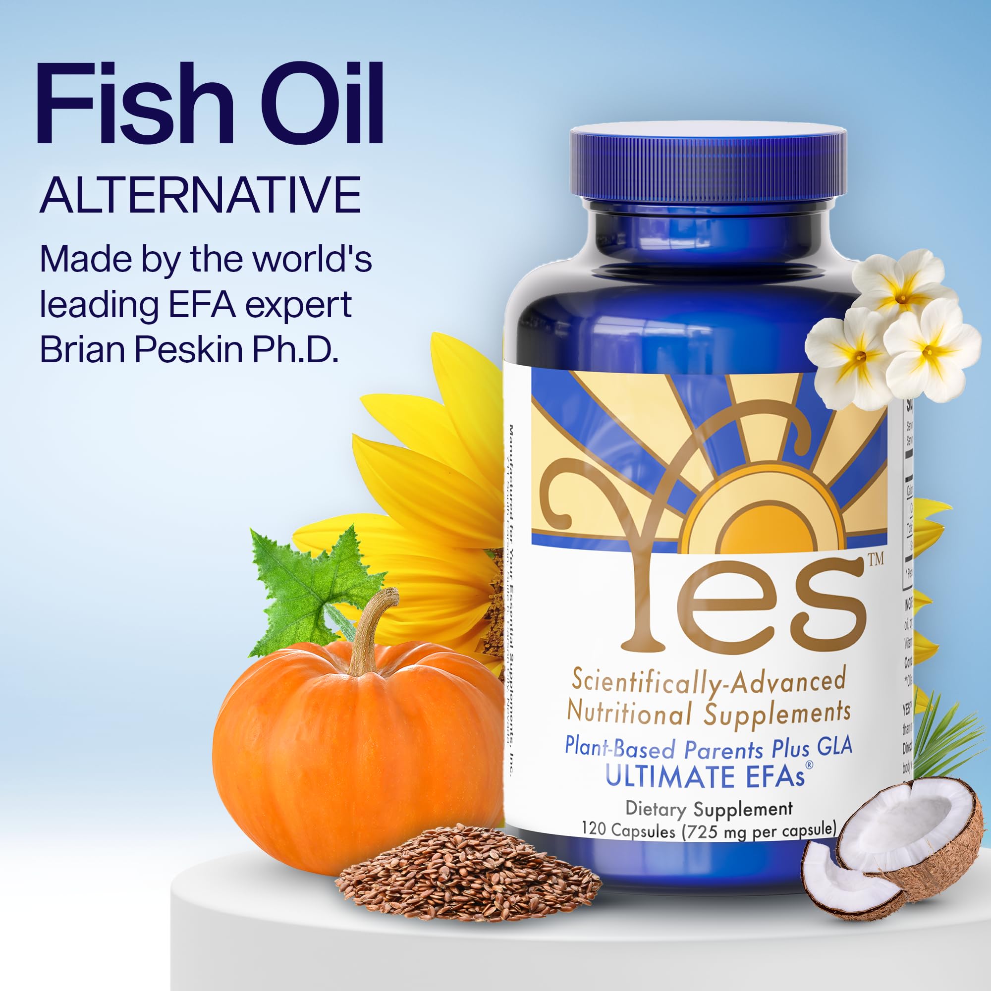 ULTIMATE EFAs cápsulas YES en mano, fáciles de tragar y sin regusto