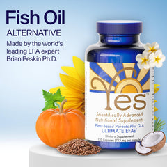 ULTIMATE EFAs cápsulas YES en mano, fáciles de tragar y sin regusto