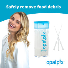 ULTRADENT Opalpix palillo en mano usado tras comer, quita restos rápidamente
