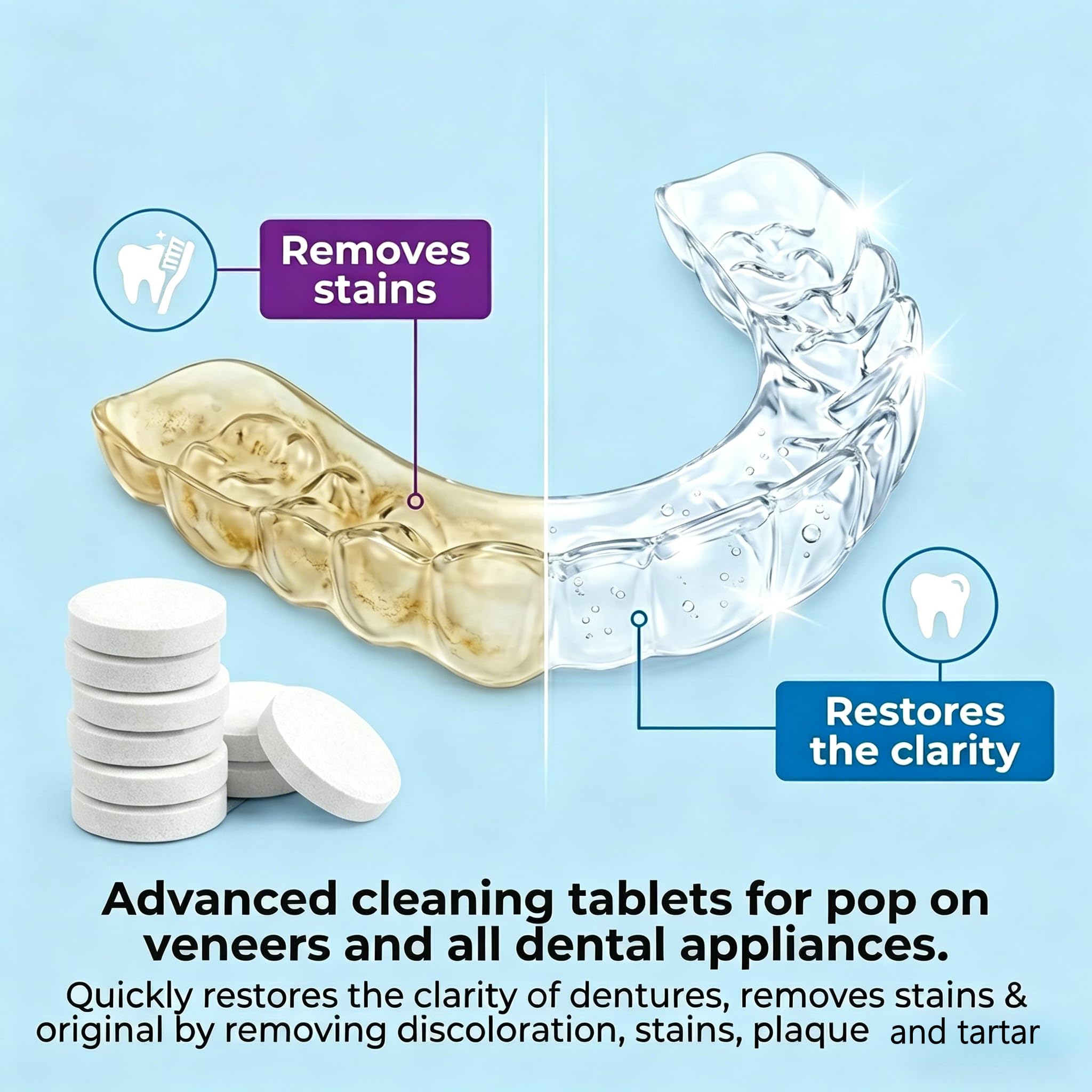 Aparato dental dentro de limpiador ultrasónico UMPOPO, limpieza profunda y segura